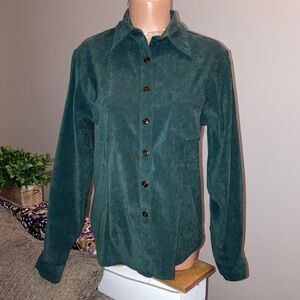 Christian Trapani Vtg Medium button down green microsuede